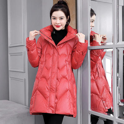 WE-LCMN21888 连帽加厚保暖羽绒棉服女中长款2021冬装新款修身气质减龄棉衣外套 商品图3