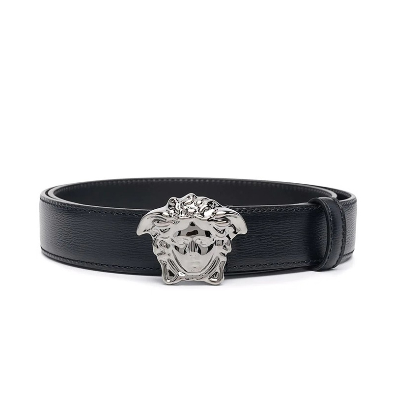 VERSACE 范思哲 银色头美杜莎全脸 男士腰带 黑色 1001364 1A00866 1B00E