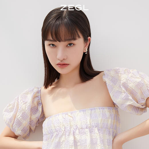 ZEGL向日葵耳环女设计感耳钉925银针不对称秋冬耳饰 商品图4