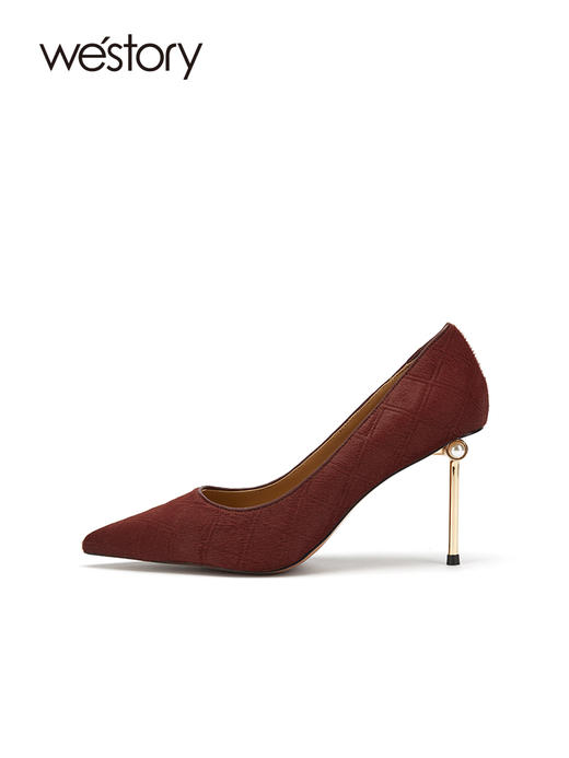 westory女鞋新款尖头高跟鞋细跟婚鞋单鞋纹71081 商品图1