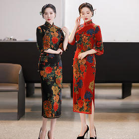 上海旗袍厂GSJ-3008复古改良旗袍花罗婆婆装中国风气质优雅连衣裙