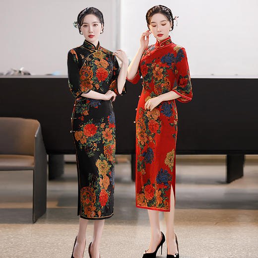 上海旗袍厂GSJ-3008复古改良旗袍花罗婆婆装中国风气质优雅连衣裙 商品图0