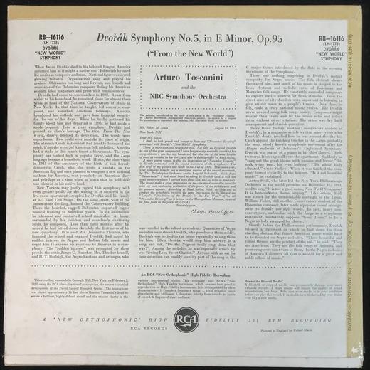 LP黑胶唱片 德沃夏克《E小调第五交响曲，作品95》 国家广播公司交响乐团 阿尔图罗·托斯卡尼尼指挥 商品图1
