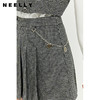 NEELLY纳俪商场同款半身裙女2021新款千鸟格高腰百褶裙羊毛A字裙 商品缩略图2