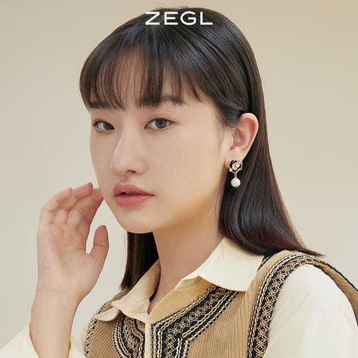 ZEGL山茶花耳环女轻奢高级感耳钉925银针秋冬耳饰品 商品图2