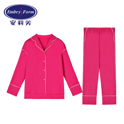 安莉芳 安睡舒适棉系列 舒适丝光棉翻领简约家居服套装 EL7801 商品图1