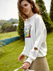 欧芮儿圆领卫衣女新款2021宽松显瘦小个子炸街长袖白色上衣 商品缩略图1
