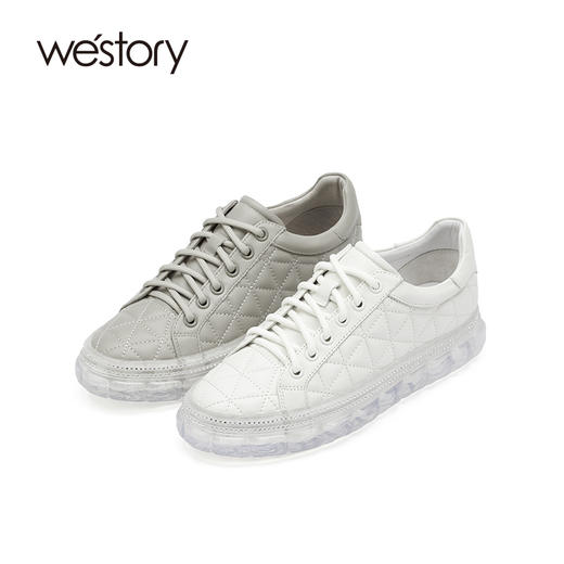 westory女鞋2021秋季新款漆皮圆头平底鞋厚底透气单鞋W21CM71281 商品图0