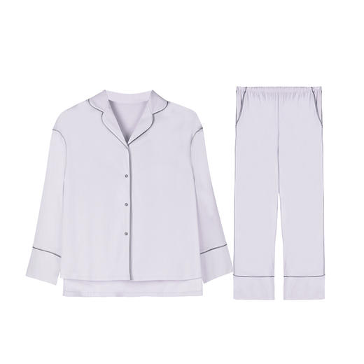 安莉芳 安睡舒适棉系列 舒适丝光棉翻领简约家居服套装 EL7801 商品图2