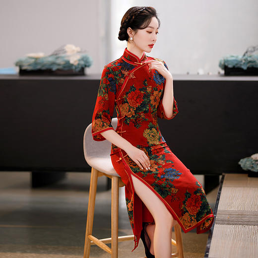 上海旗袍厂GSJ-3008复古改良旗袍花罗婆婆装中国风气质优雅连衣裙 商品图1