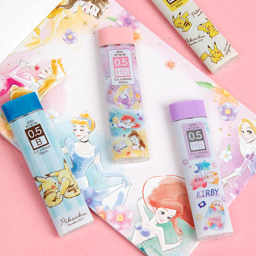 日本Pentel派通联名限定迪士尼皮卡丘卡通公主星之卡比史努比奇奇蒂蒂库洛米美乐蒂自动铅芯0.5HB/B 商品图2