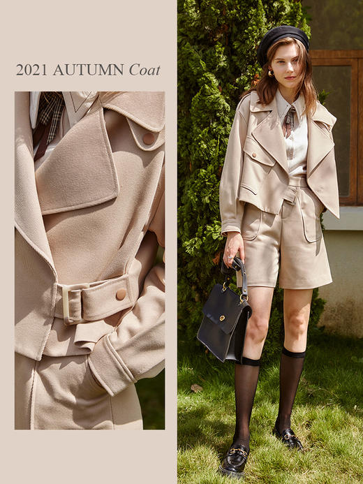 欧芮儿短款西装外套女新款2021时尚不规则大翻领设计感短外套 商品图1