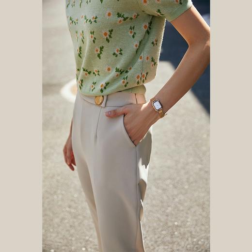 欧芮儿杏色休闲西装裤2021秋高腰气质锥形裤 商品图1