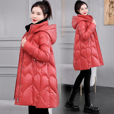 WE-LCMN21888 连帽加厚保暖羽绒棉服女中长款2021冬装新款修身气质减龄棉衣外套 商品图2