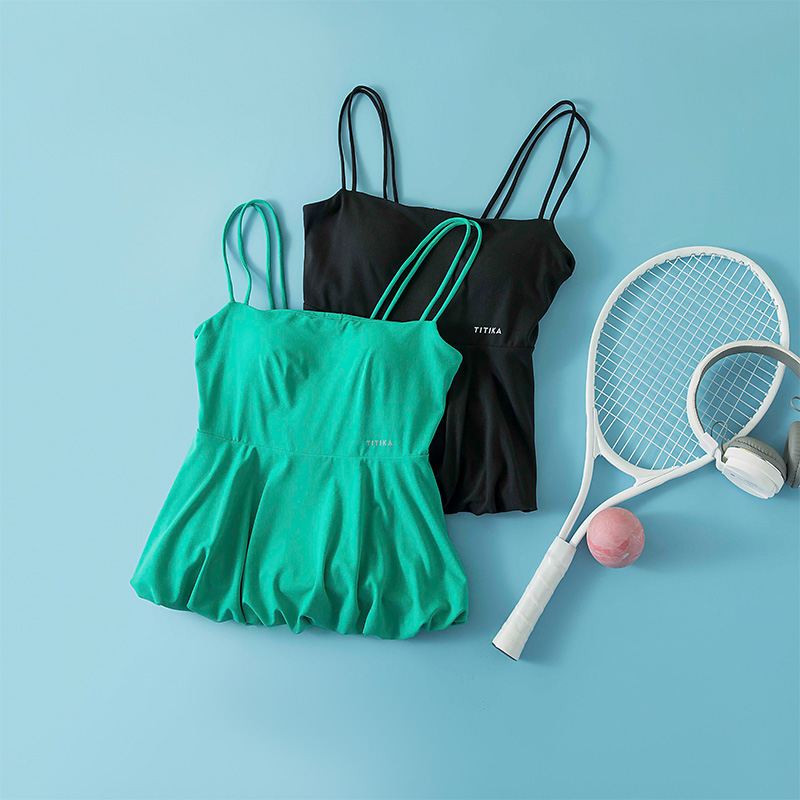 TITIKAACTIVE新款瑜伽服运动上衣健身吊带背心轻薄透气（带胸垫）16T30843