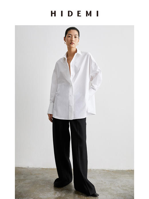 HIDEMI 黑色斜纹羊毛厚款阔腿裤 商品图11