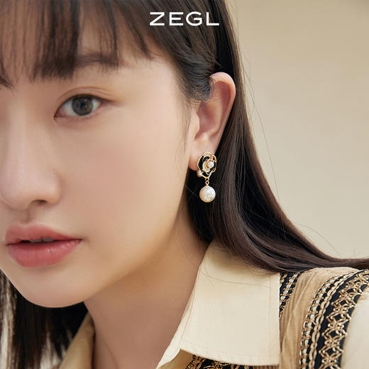 ZEGL山茶花耳环女轻奢高级感耳钉925银针秋冬耳饰品 商品图1