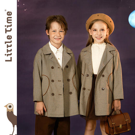 littletime儿童风衣外套2021冬季新款文艺中长款男女童春秋装大衣 商品图0