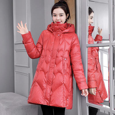 WE-LCMN21888 连帽加厚保暖羽绒棉服女中长款2021冬装新款修身气质减龄棉衣外套 商品图0