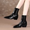 TJXY-XF8316C    秋季新款鳄鱼纹尖头粗跟中跟靴侧拉链时尚短筒气质百搭时装靴 商品缩略图1