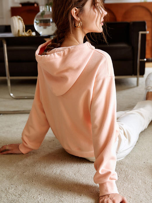 欧芮儿连帽卫衣女新款2021宽松显瘦时尚减龄绣花气质抽绳上衣 商品图2