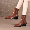 TJXY-XF8316C    秋季新款鳄鱼纹尖头粗跟中跟靴侧拉链时尚短筒气质百搭时装靴 商品缩略图0