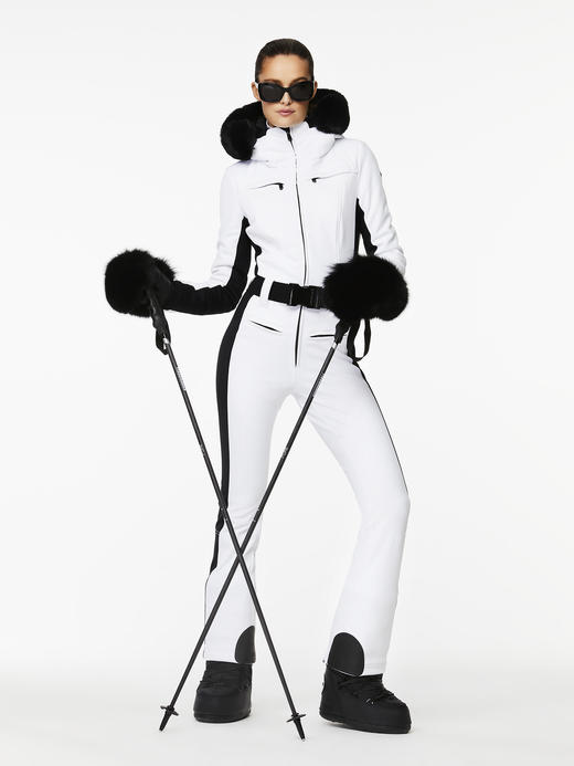 Goldbergh - Parry Ski Suit Real Fox Fur - White - 女装 - 连体滑雪服 - 白色 商品图0