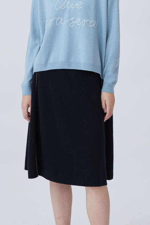 手工装饰线A字羊绒半身裙 SJF93W287N 商品图3