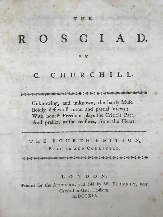 1741年英国诗人 查尔斯·丘吉尔《罗西亚德/饥荒预言》 皮装16开 商品图3