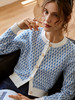 欧芮儿2021春秋新款蓝色针织衫毛衣女圆领时尚外穿开衫外套早秋 商品缩略图0