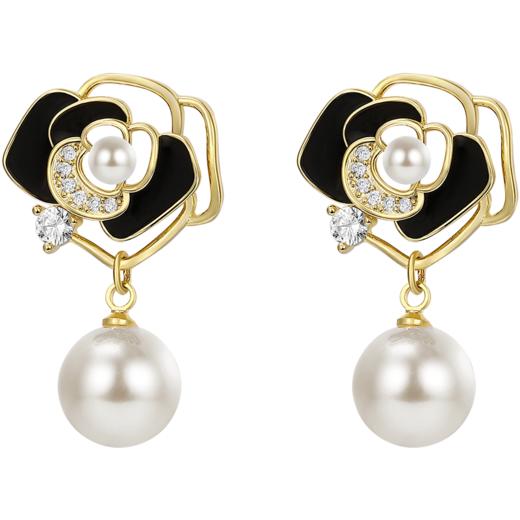 ZEGL山茶花耳环女轻奢高级感耳钉925银针秋冬耳饰品 商品图6