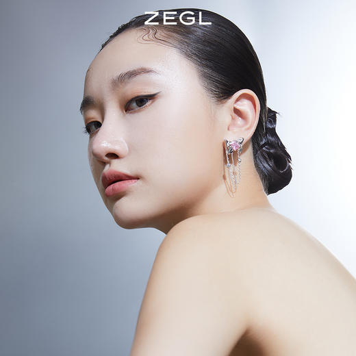 ZEGL设计师蝴蝶流苏耳环女轻奢高级感耳钉ins风耳饰 商品图7