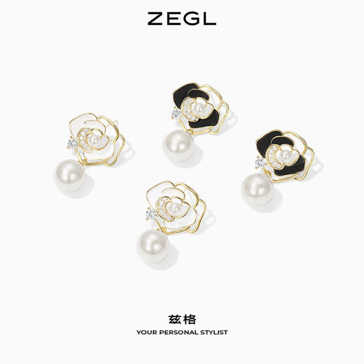 ZEGL山茶花耳环女轻奢高级感耳钉925银针秋冬耳饰品 商品图5