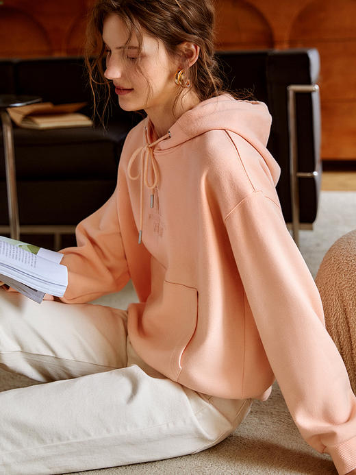 欧芮儿连帽卫衣女新款2021宽松显瘦时尚减龄绣花气质抽绳上衣 商品图1