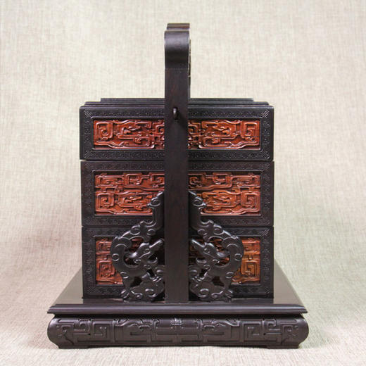 夔龙纹提梁盒° 酸枝镶紫光檀 商品图1