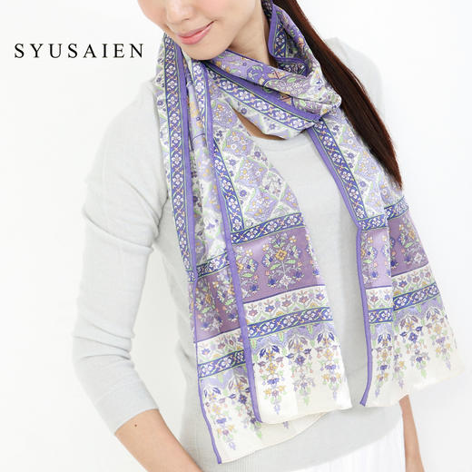 【SYUSAIEN】京都友禅染丝绵纵织长巾 symmetry系列（34x177cm）简包装 商品图1