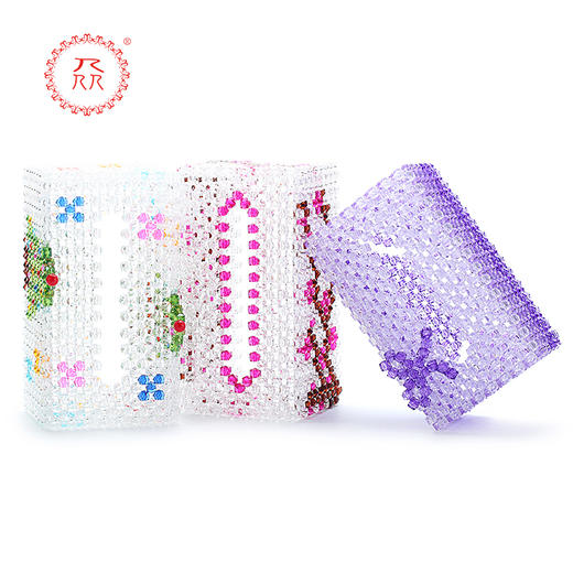 公益爱心『众』品牌 水晶串珠纸巾盒 1个 颜色随机 串珠工艺 商品图0