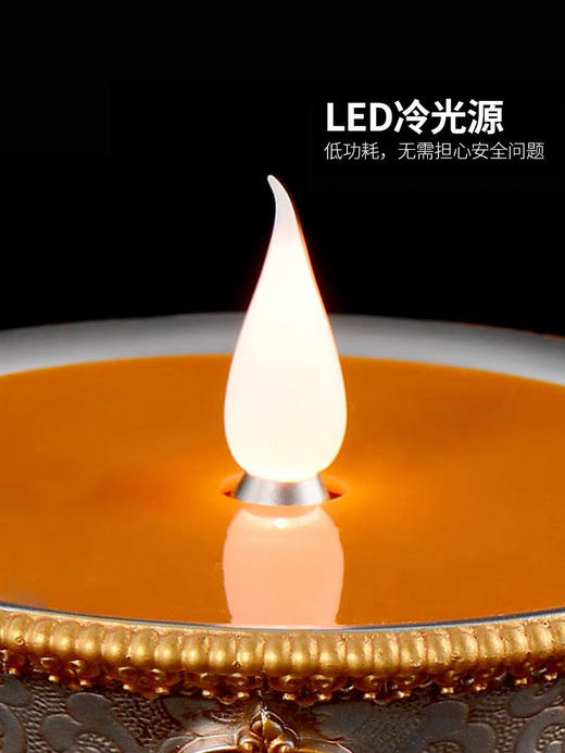 纯铜酥油灯led八吉祥家用供佛烛台摆件充电节能灯座 商品图2