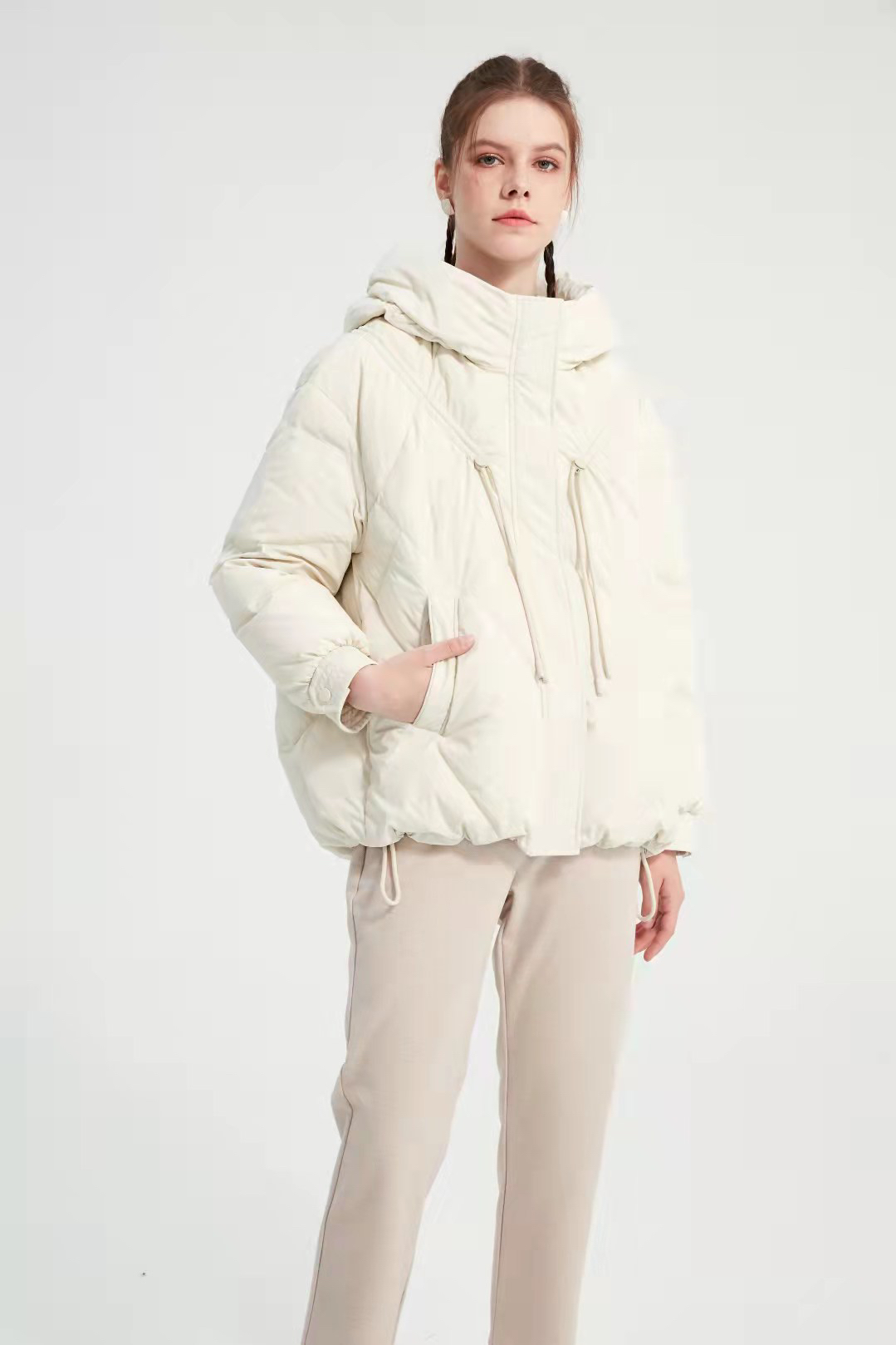 水淼2021冬新品超洋气时尚气质保暖羽绒服3338