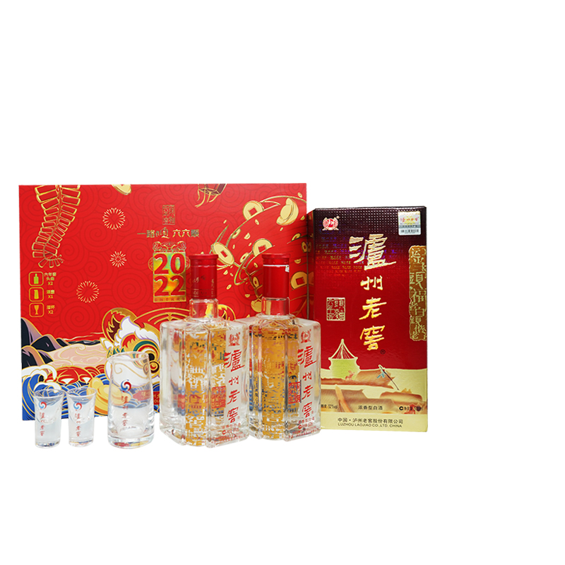 【酒厂直营】52度  泸州老窖头曲  六六顺礼盒 虎虎生风礼盒装 500ml*2+精美酒具   泸州老窖官方旗舰店