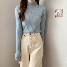 【多色可选】半高领内搭毛衣女秋冬洋气长袖打底针织衫中领上衣