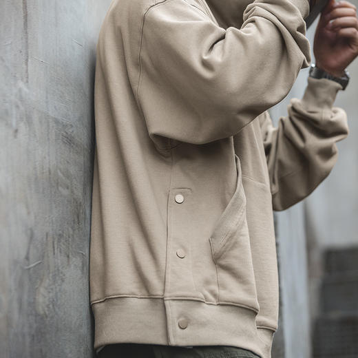 工装优选  美式复古侧开叉连帽卫衣oversize高街宽松帽衫外套男春 商品图0