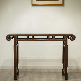 清代 红木三镶瘿木面书卷琴桌