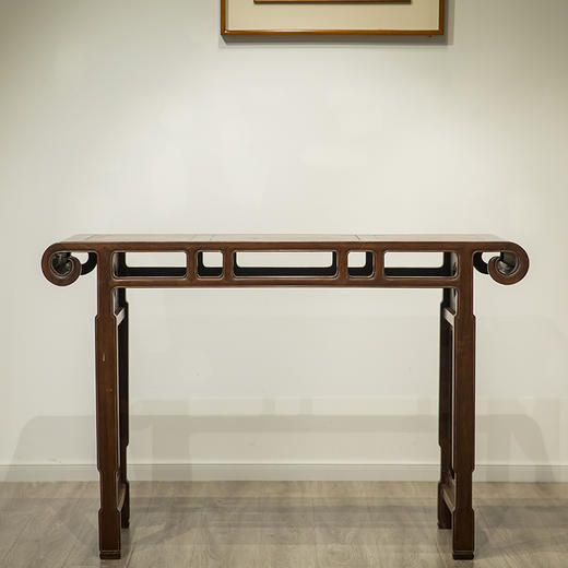 清代 红木三镶瘿木面书卷琴桌 商品图0