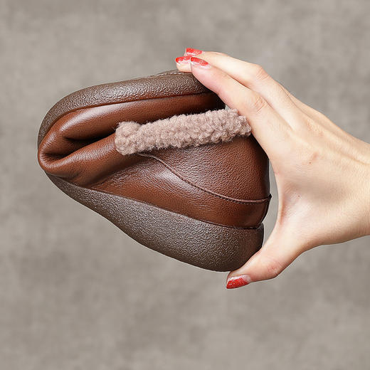 羊毛加绒保暖外穿一脚蹬，真皮懒人毛毛鞋奶奶鞋MLD-1518 商品图3