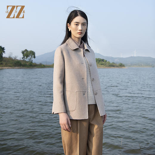佐尔美佐尔美2021 冬季新款时尚气质羊毛双面呢中褛外套女E14SM04 商品图0