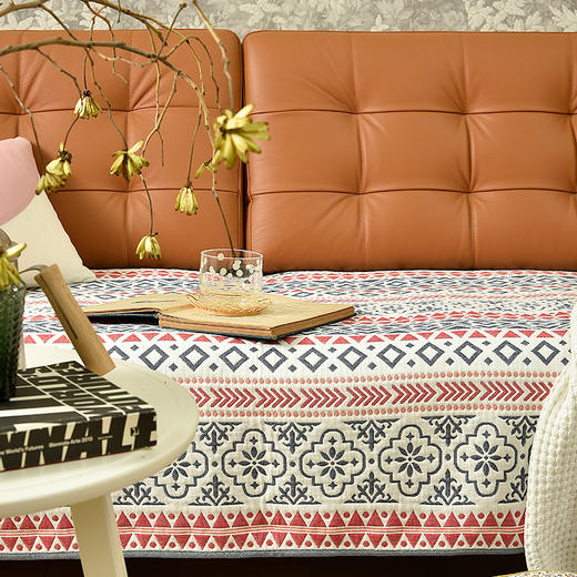 红绿棋子格高级感北欧简约棉布沙发巾 商品图1