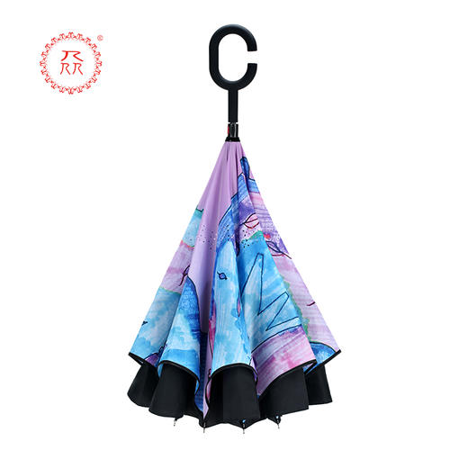 公益爱心『众』品牌 创意双层反向伞免持式汽车晴雨伞大号两用长柄 防晒反骨伞 心视觉 商品图5