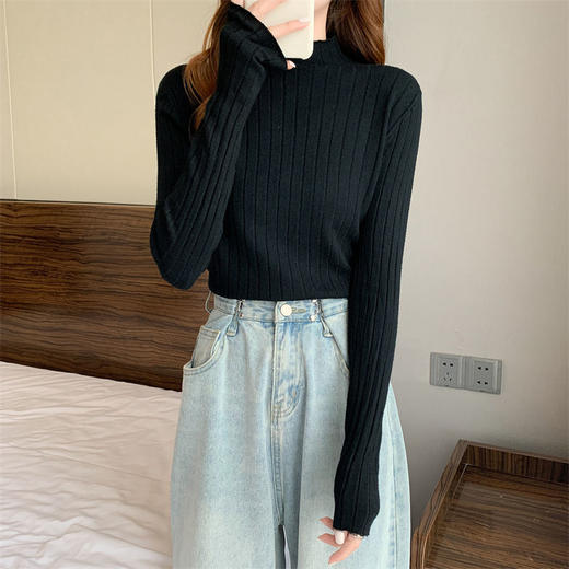 【多色可选】半高领内搭毛衣女秋冬洋气长袖打底针织衫中领上衣 商品图8