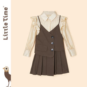 littletime特别亲子装母女秋款高端不一样套装女童西装套裙两件套